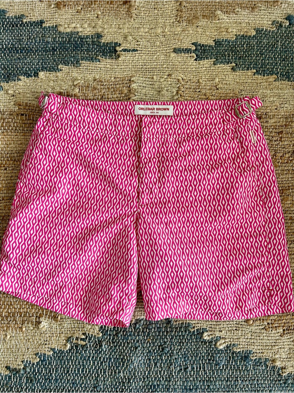 Orlebar Brown Classic Swim Trunk Fuchsia/White Geo Print